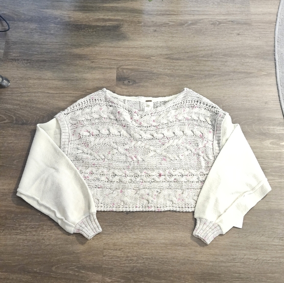 NWT Free People White Cable Knit Oversized Sweater sz XS - Picture 7 of 14